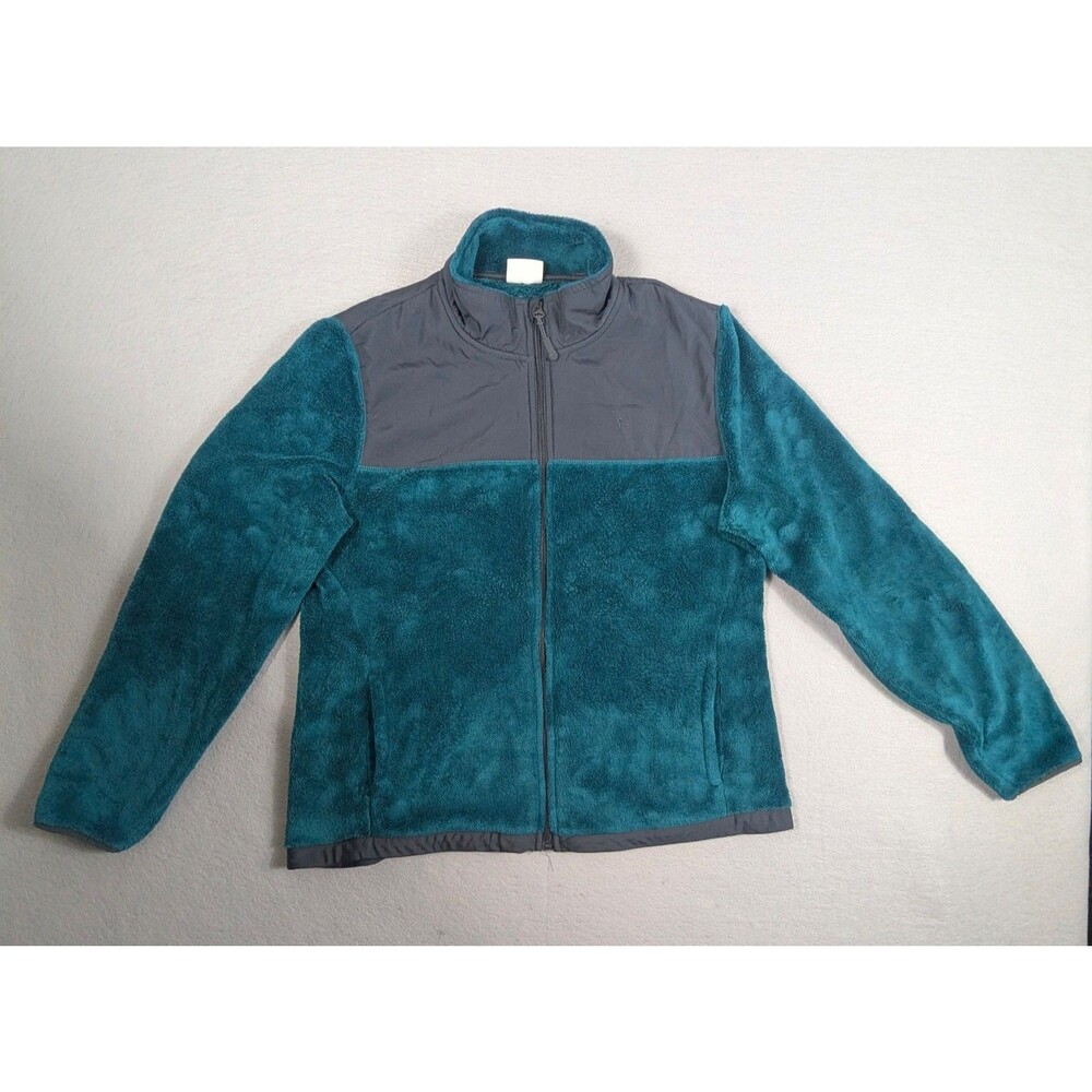 Danskin Now Women's Sherpa Jacket L Teal Full-Zip Color Block